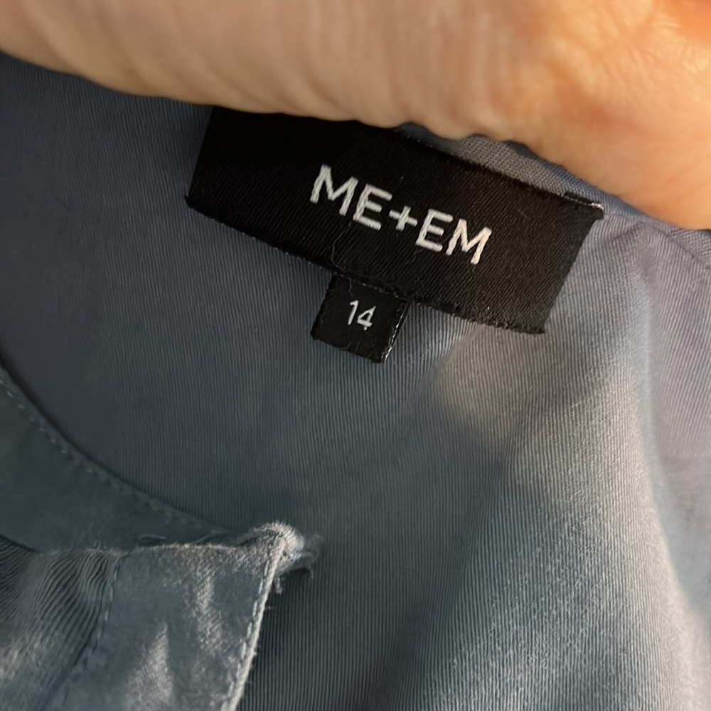 Me + Em Top Blouse Henley Blue Size 14 Buttons - Picture 7 of 9